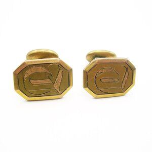 Antique Cuff Links gold filled Victorian Initial T GCH Co. Hudson Company